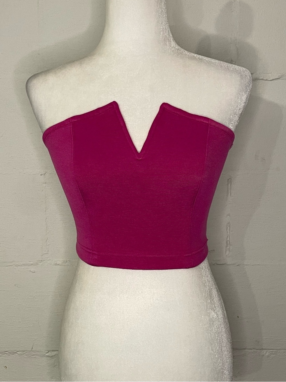 Anthropologie Strapless V-Notch Crop Top in Fuchsia